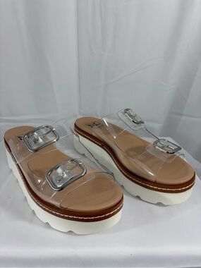 NWT Dirty Laundry Women’s Size 7.5 PVC Double Buckle Platform Slide Sandals